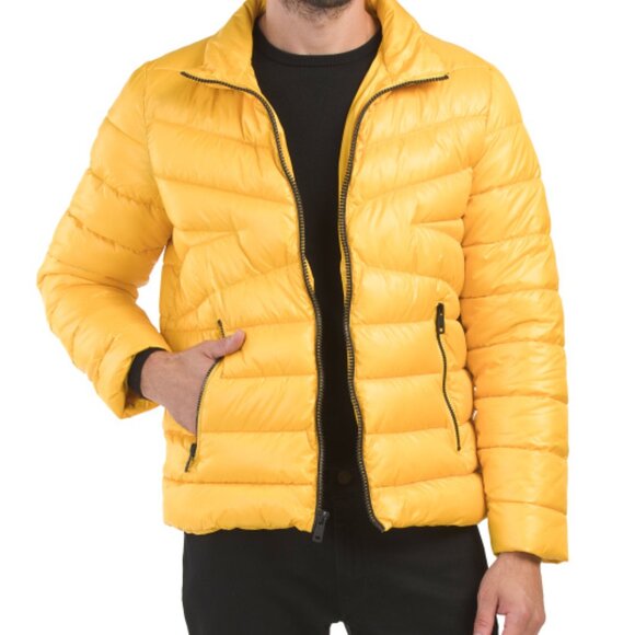 NEW KENNETH COLE Quilted Mid-weight Puffer Jacket yellow for men 364tn - Picture 1 of 4